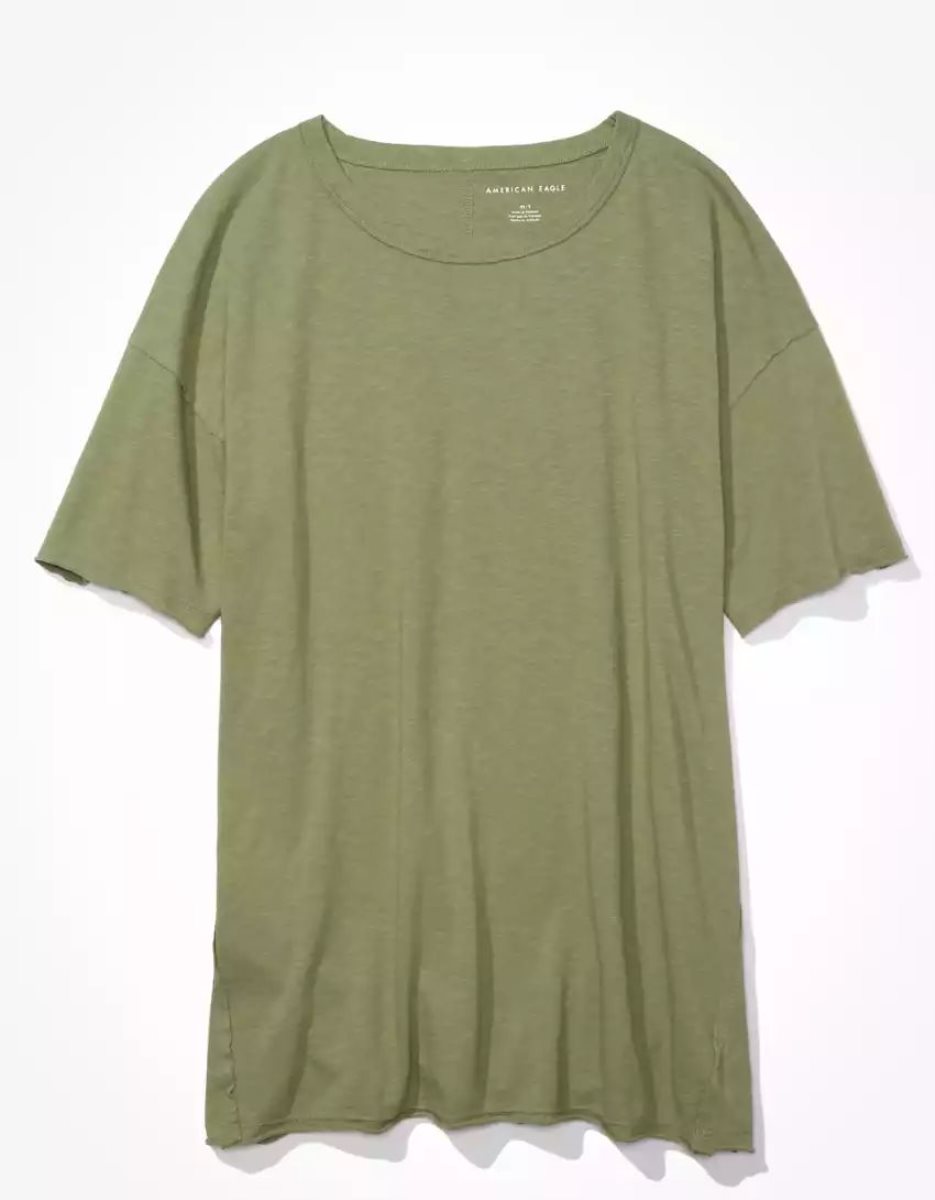 T Shirts American Eagle AE Oversized Tee Vert Olive Femme | DWL-89856991